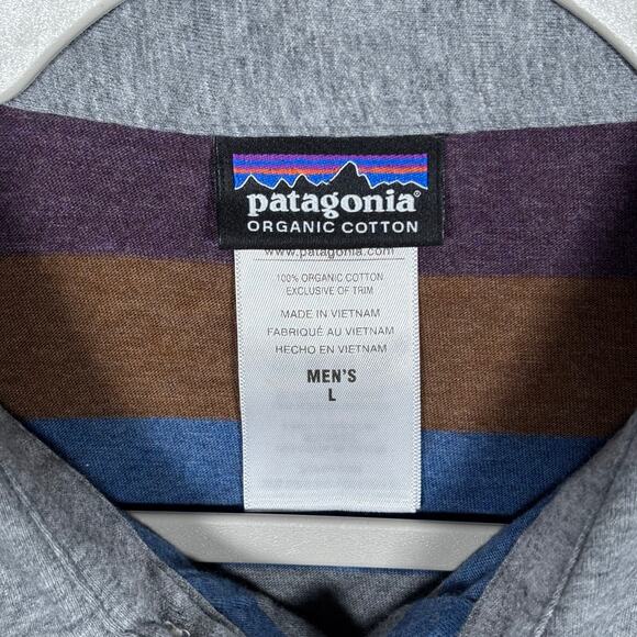 Patagonia Organic Cotton Striped Polo Shirt Men’s L Multicolor - Picture 4 of 5